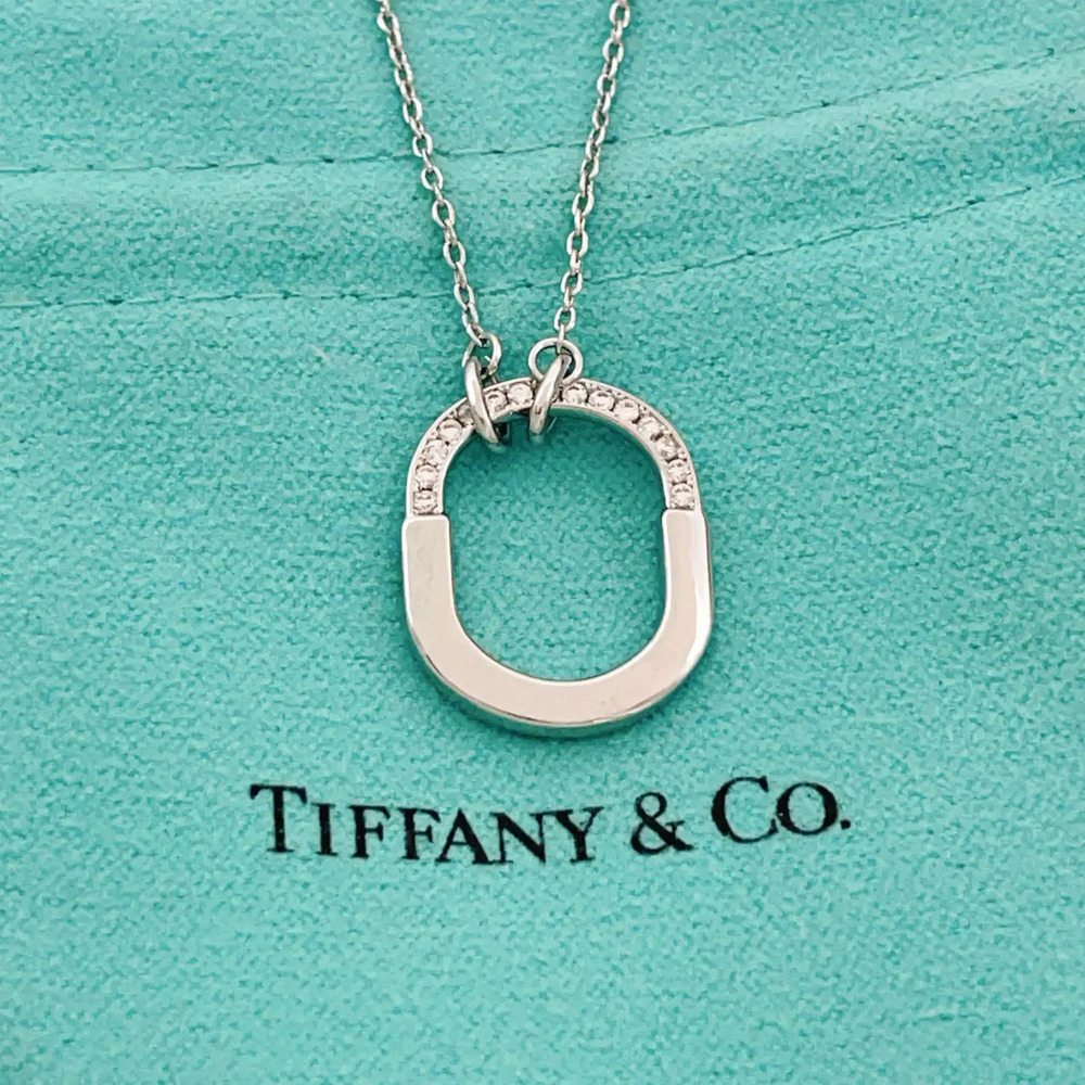 Tiffany & Co. Silver Half-Diamond U-Lock Necklace